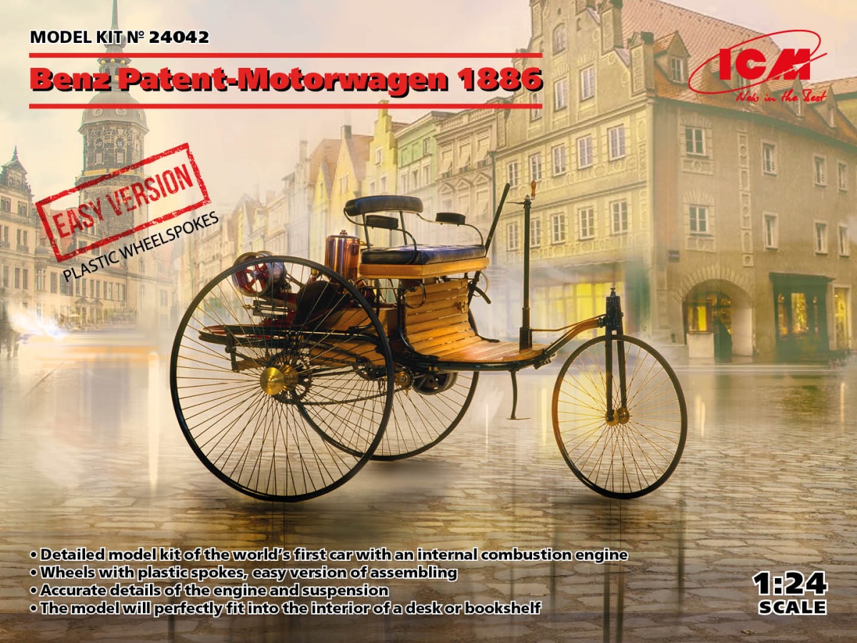 Zdjęcie główne produktu Benz Patent-Motorwagen 1886 EASY version 1:24 ICM 24042