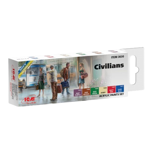 Аcrylic paints set Civilians 1:35 ICM 3030