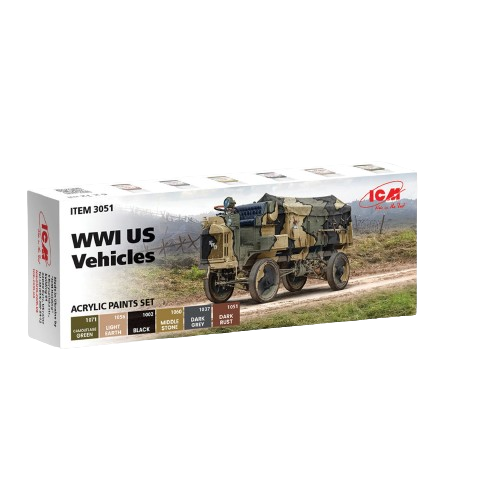 Zdjęcie główne produktu Acrylic paints set for WWI US Vehicles ICM 3051