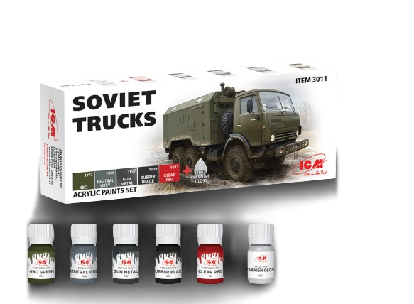 Zdjęcie główne produktu Acrylic paint set for Soviet trucks ICM 3011