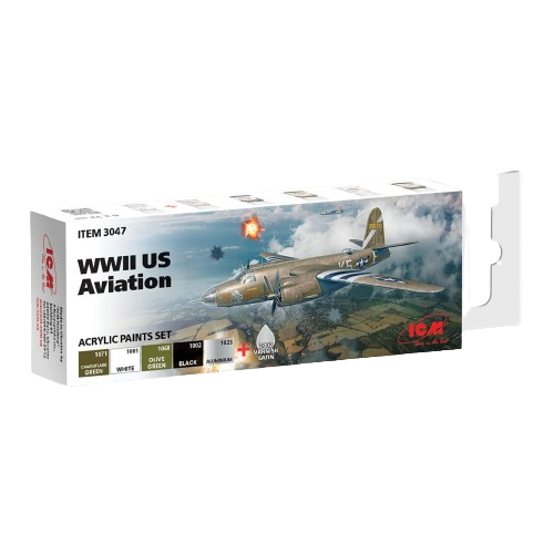 Zdjęcie główne produktu Acrylic paints set for WWII US Aviation ICM 3047