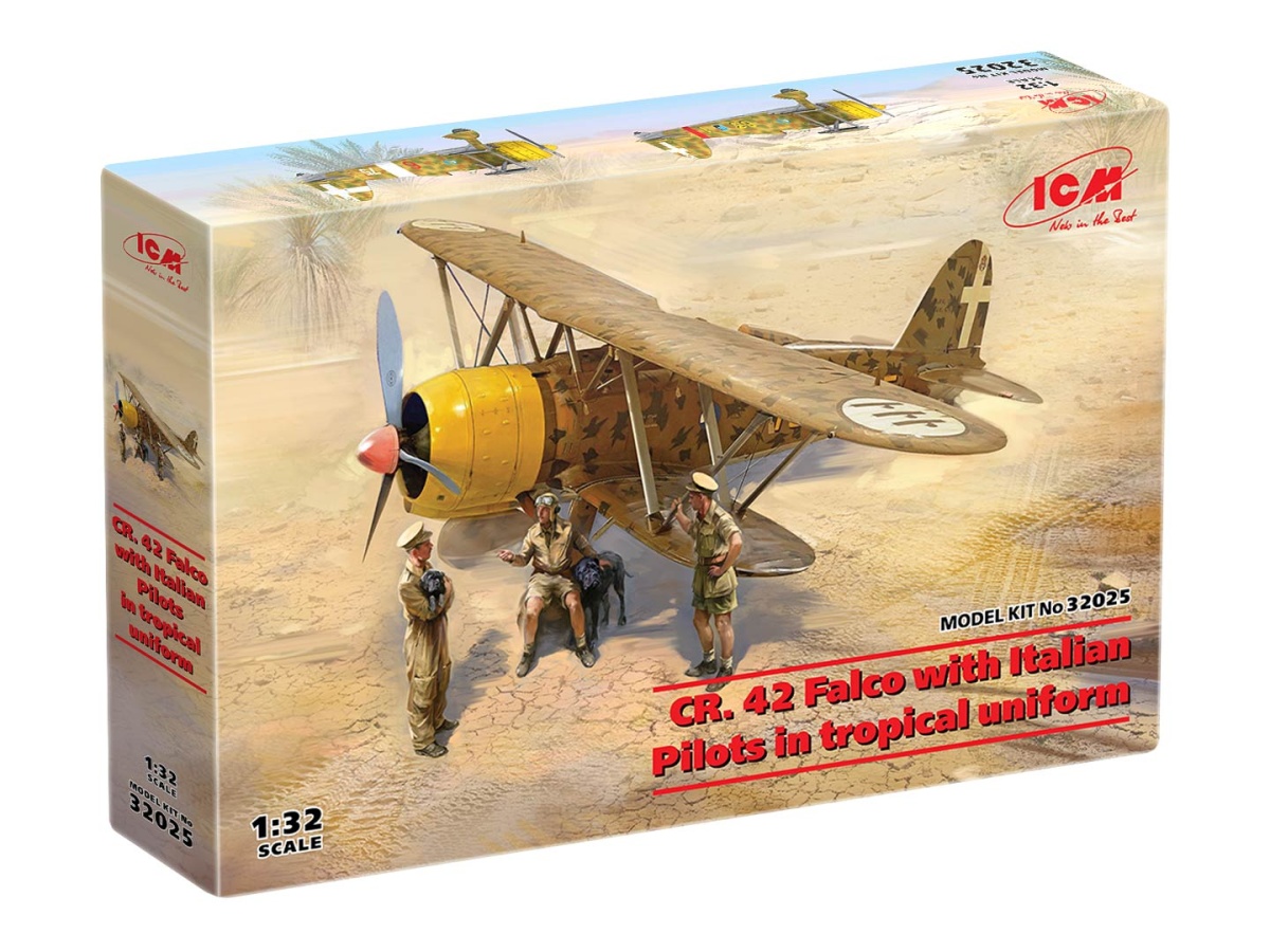 Zdjęcie dodatkowe produktu CR 42 Falco with Italian Pilots in tropical uniform 1:32 ICM 32025