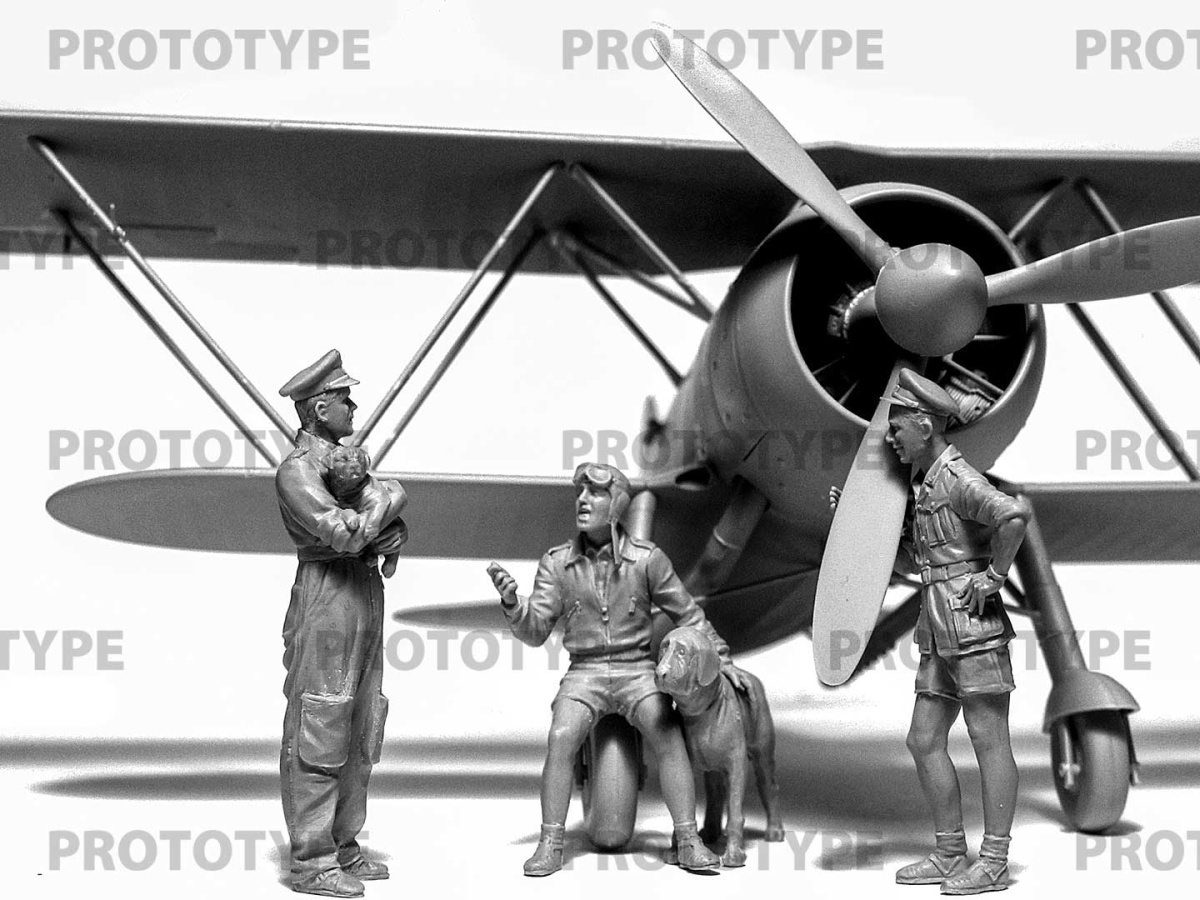 Zdjęcie dodatkowe produktu CR 42 Falco with Italian Pilots in tropical uniform 1:32 ICM 32025