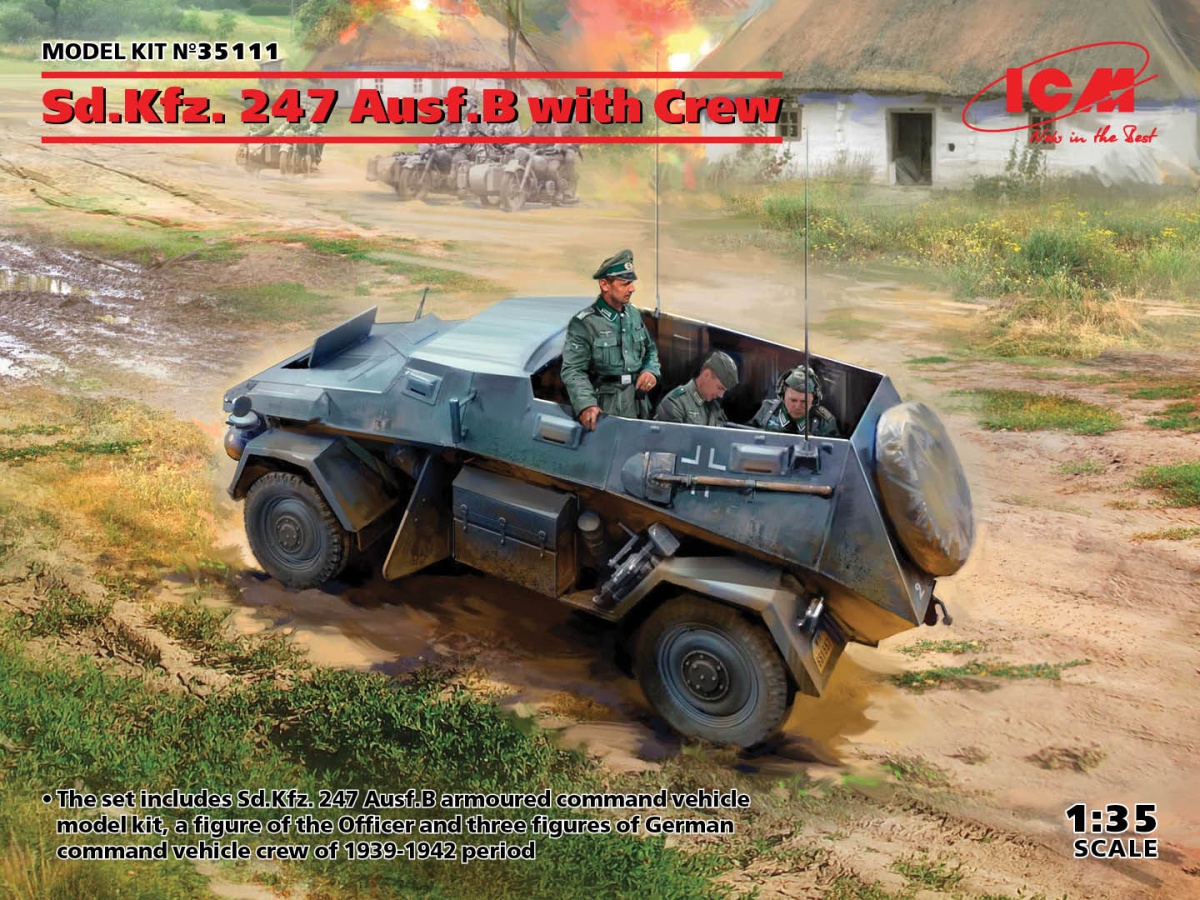 Zdjęcie główne produktu Sd.Kfz. 247 Ausf.B with Crew 1:35 ICM 35111