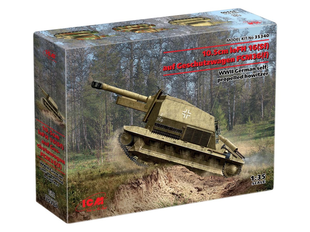 Zdjęcie dodatkowe produktu 10.5cm leFH 16(Sf) auf Geschutzwagen FCM36 (f) 1:35 ICM 35340