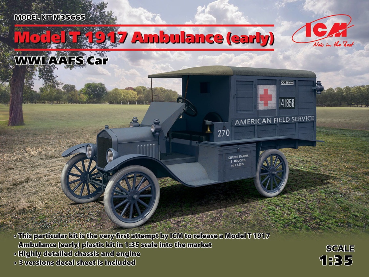 Zdjęcie główne produktu Model T 1917 Ambulance (early) 1:35 ICM 35665