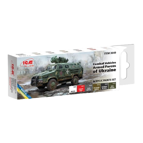 Zdjęcie główne produktu Acrylic paints set for Combat Vehicles Armed Forces of Ukraine ICM 3040
