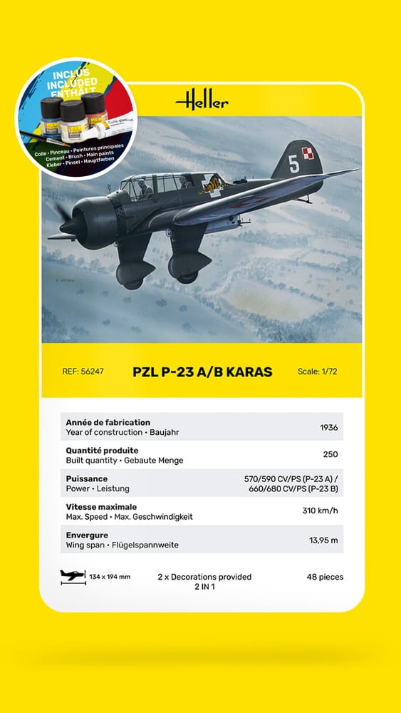 Zdjęcie dodatkowe produktu PZL 23 Karas STARTER KIT 1:72 Heller 56247