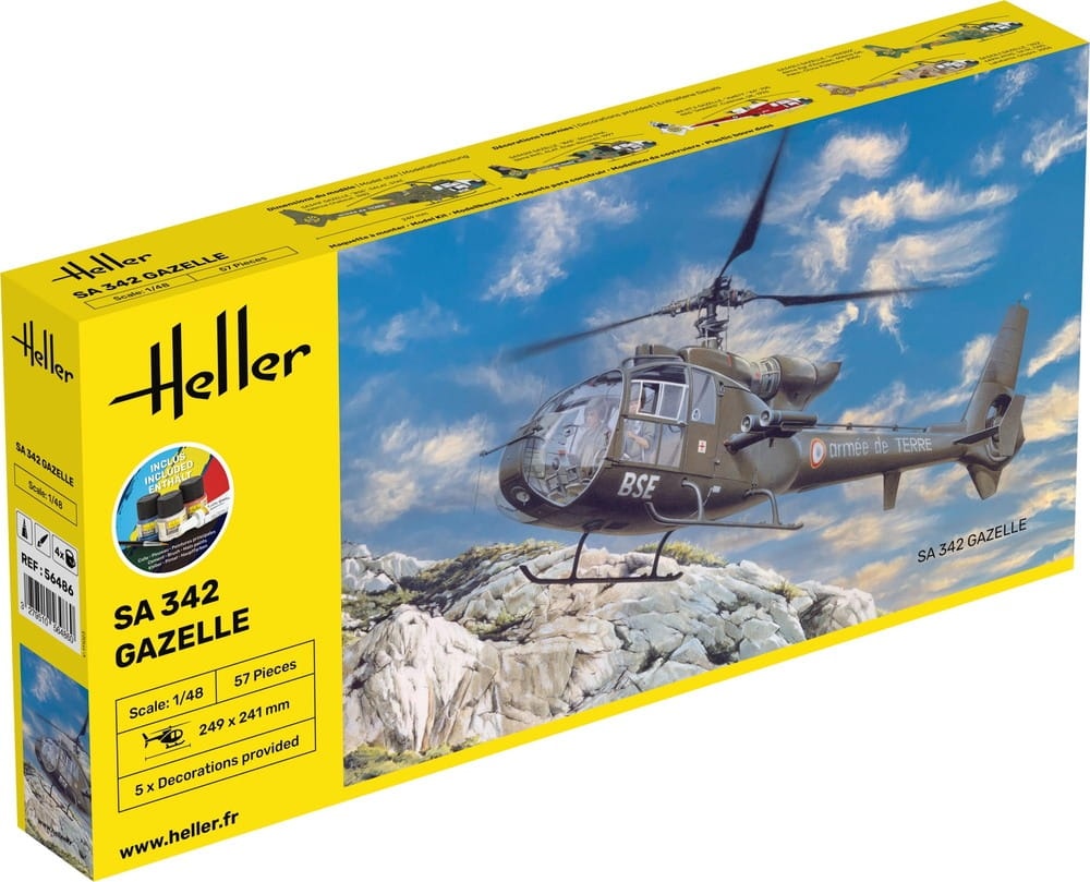 Zdjęcie główne produktu SA 342 Gazelle STARTER KIT 1:48 Heller 56486