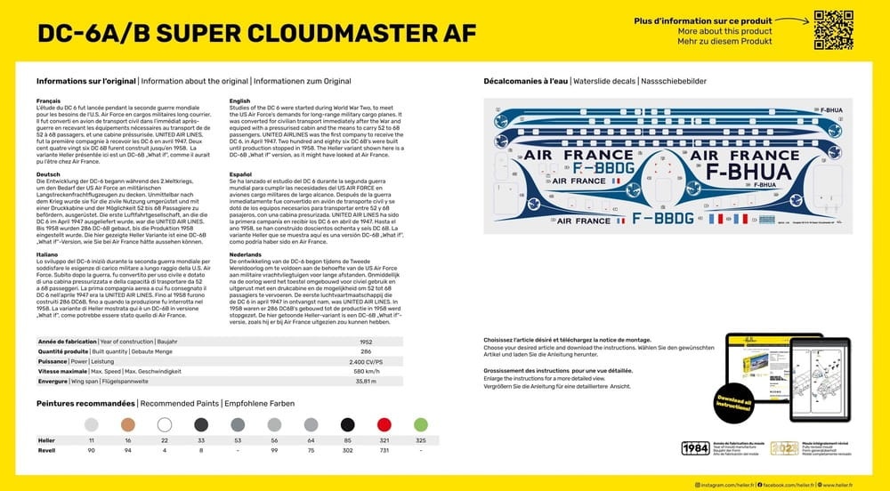 Zdjęcie dodatkowe produktu DC6 Super Cloudmaster AF 1:72 Heller 80315
