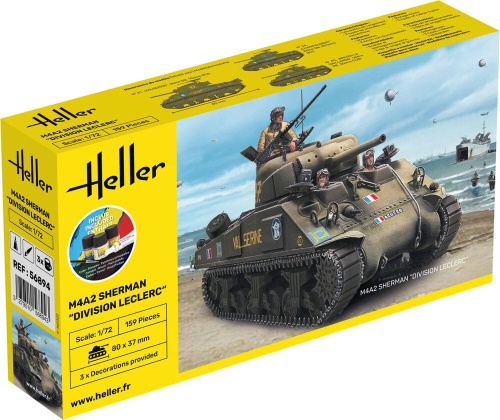 M4A2 Sherman Division Leclerc FR STARTER KIT 1:72 Heller 56894
