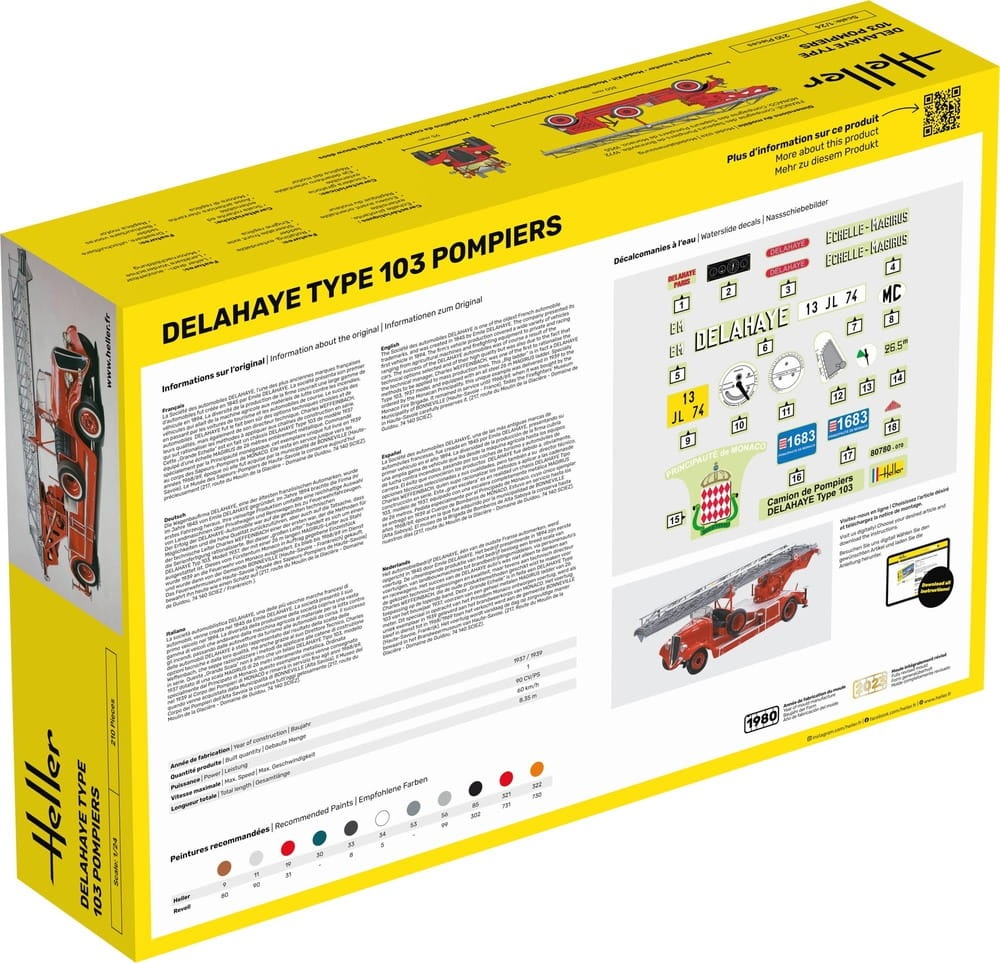 Zdjęcie dodatkowe produktu Delahaye Type 103 Pompiers STARTER KIT 1:24 Heller 56780