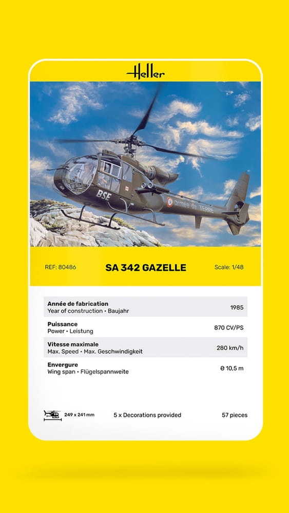 Zdjęcie dodatkowe produktu SA 342 Gazelle 1:48 Heller 80486