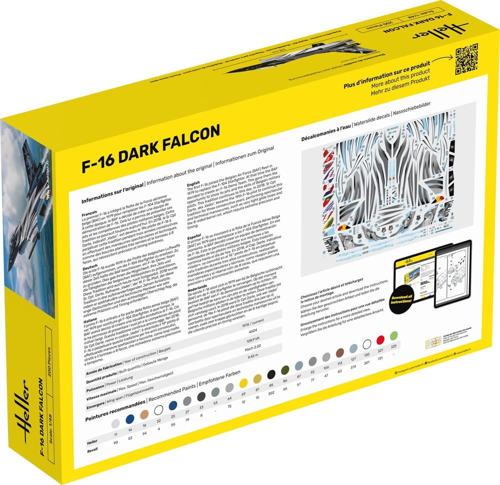 Zdjęcie dodatkowe produktu F-16 Dark Falcon STARTER KIT 1:48 Heller 35411