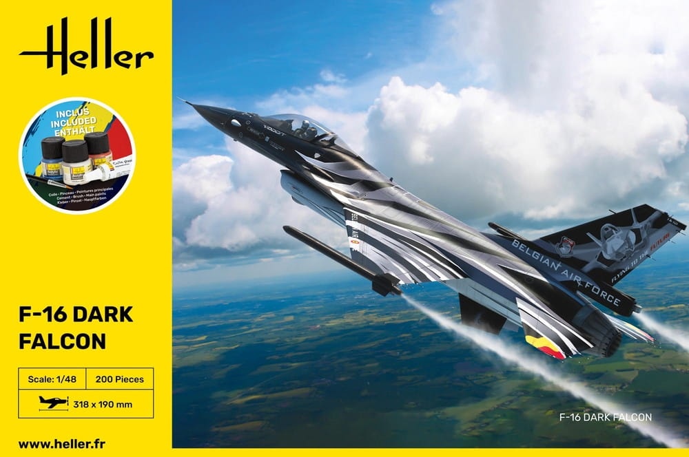 Zdjęcie dodatkowe produktu F-16 Dark Falcon STARTER KIT 1:48 Heller 35411