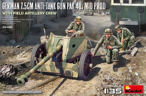 German 7.5cm Anti-tank Gun Pak 40th Mid Prod. With Field Artillery Crew 1:35 MiniArt 35400