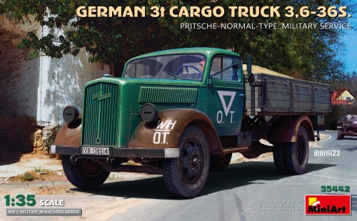 German 3t Cargo Truck 3.6-36s. Pritsche-normal-type. Military Service 1:35 MiniArt 35442