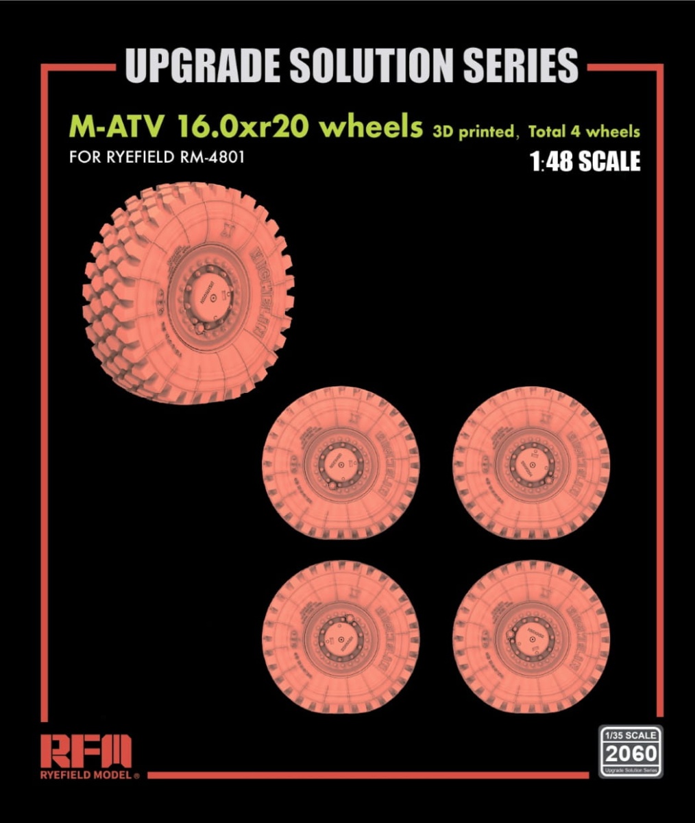 Zdjęcie dodatkowe produktu Upgrade Solution Series For RFM-4801 M-ATV 16.0xr20 Wheels (3D Printed, Total 4 Wheels) 1:48 Rye Field Model 2060