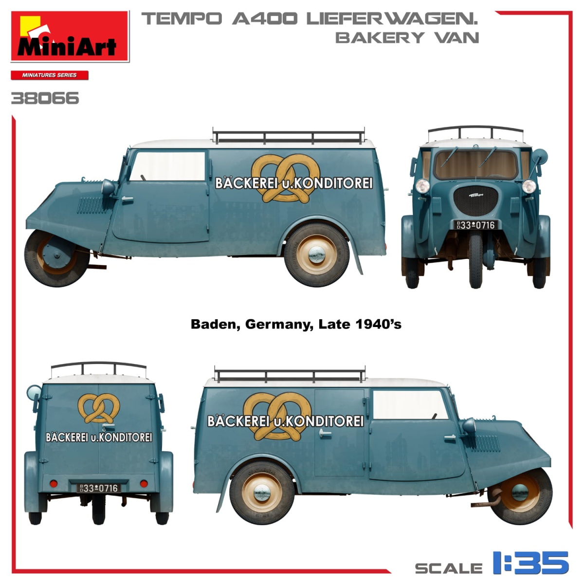 Zdjęcie dodatkowe produktu Tempo A400 Lieferwagen. Bakery Van 1:35 MiniArt 38066