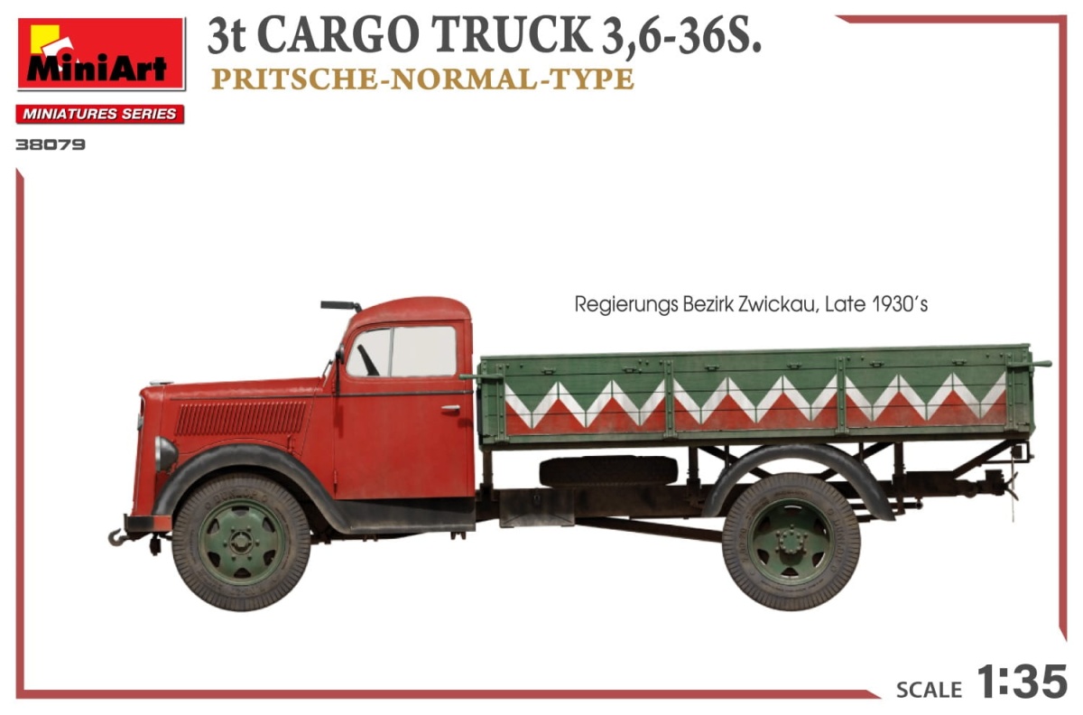 Zdjęcie dodatkowe produktu 3t Cargo Truck 3,6-36s. Pritsche-normal-type 1:35 MiniArt 38079