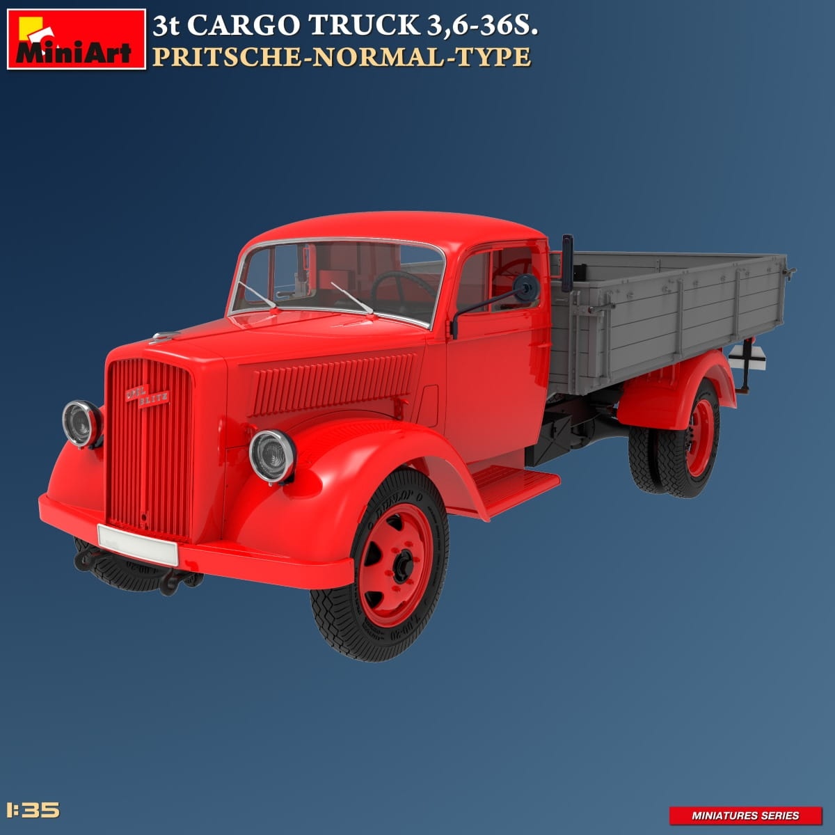 Zdjęcie dodatkowe produktu 3t Cargo Truck 3,6-36s. Pritsche-normal-type 1:35 MiniArt 38079