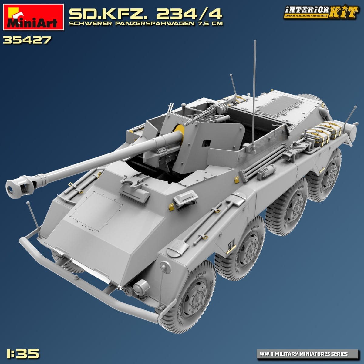 Zdjęcie dodatkowe produktu Sd.kfz. 234/4 Schwerer Panzerspahwagen 7,5 Cm. Interior Kit 1:35 MiniArt 35427