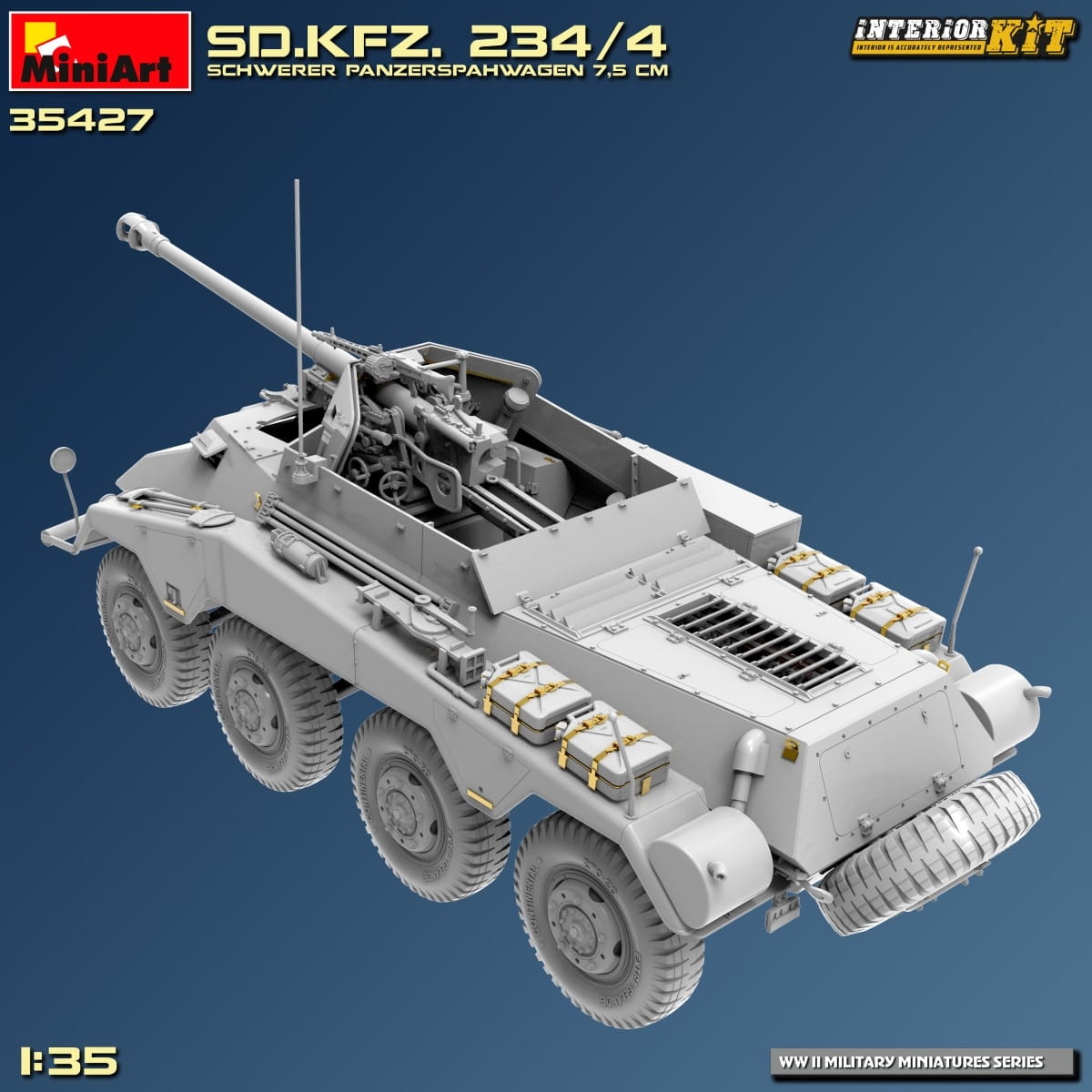 Zdjęcie dodatkowe produktu Sd.kfz. 234/4 Schwerer Panzerspahwagen 7,5 Cm. Interior Kit 1:35 MiniArt 35427