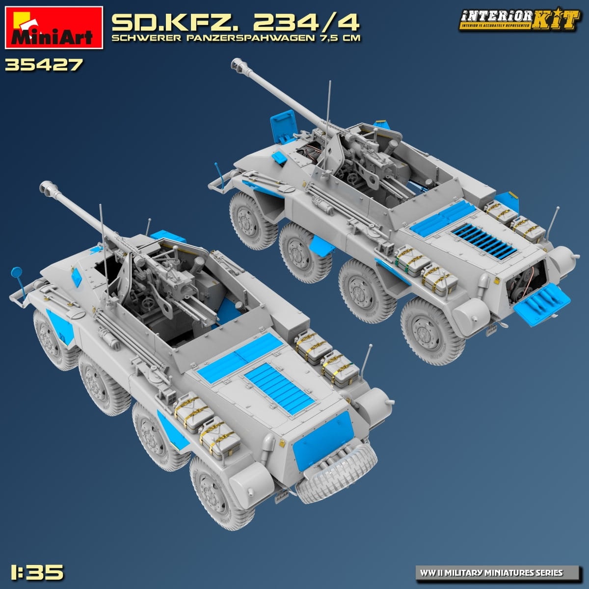 Zdjęcie dodatkowe produktu Sd.kfz. 234/4 Schwerer Panzerspahwagen 7,5 Cm. Interior Kit 1:35 MiniArt 35427