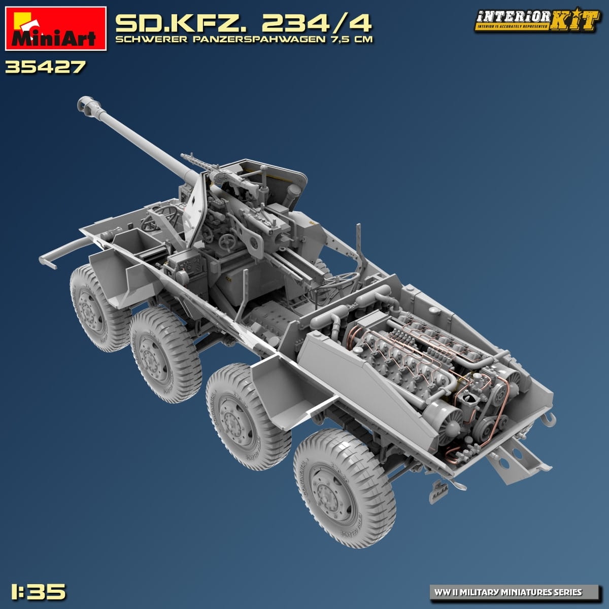 Zdjęcie dodatkowe produktu Sd.kfz. 234/4 Schwerer Panzerspahwagen 7,5 Cm. Interior Kit 1:35 MiniArt 35427
