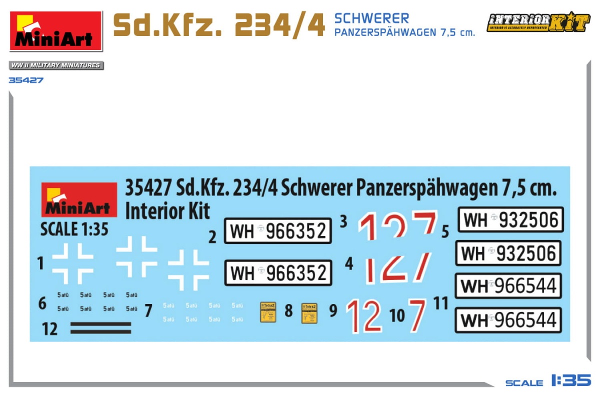 Zdjęcie dodatkowe produktu Sd.kfz. 234/4 Schwerer Panzerspahwagen 7,5 Cm. Interior Kit 1:35 MiniArt 35427