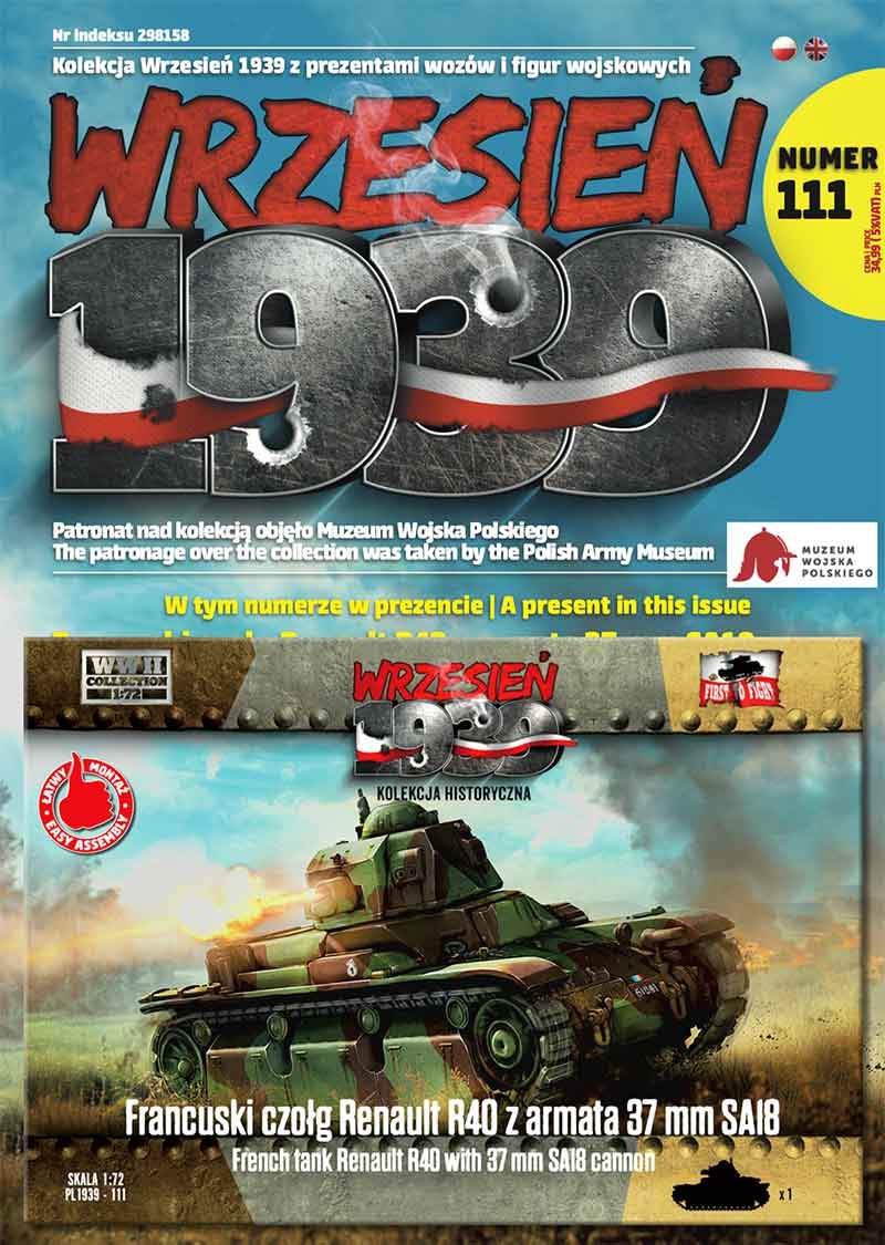 Zdjęcie główne produktu Francuski czołg lekki Renault R40 z armata 37 mm SA18 1:72 First To Fight PL111