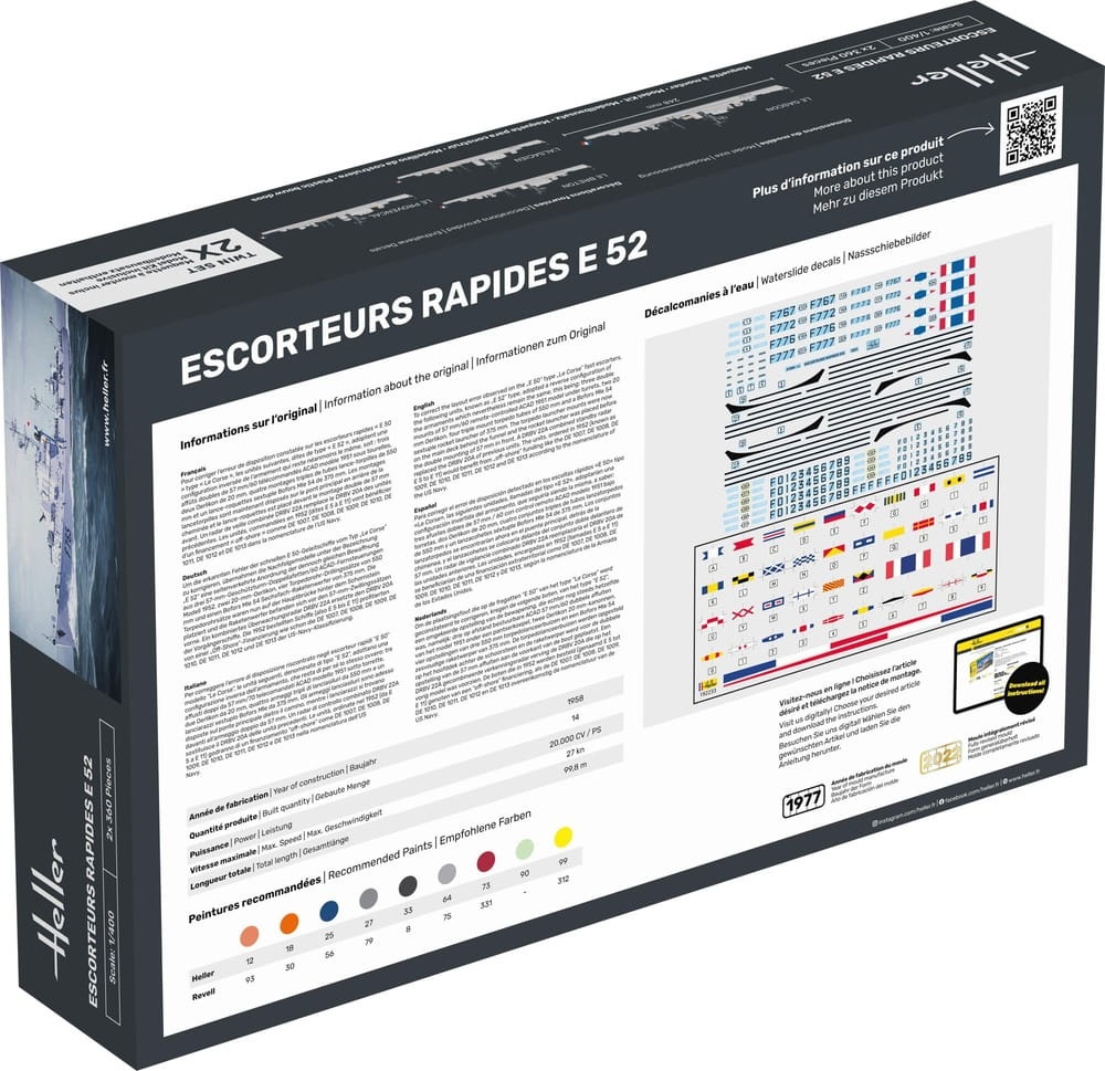 Zdjęcie dodatkowe produktu Escorteurs Rapides E 52 Collection Historique 1:400 Heller 81094
