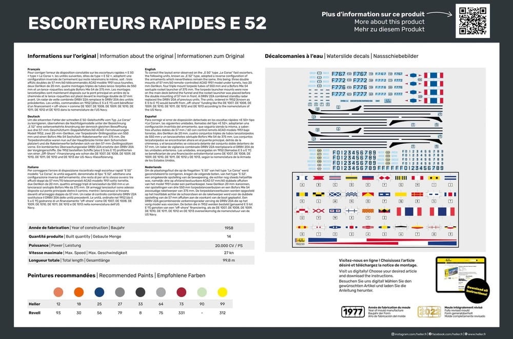 Zdjęcie dodatkowe produktu Escorteurs Rapides E 52 Collection Historique 1:400 Heller 81094