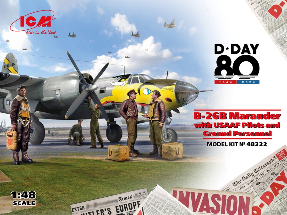 Zdjęcie główne produktu B-26B Marauder with USAAF Pilots and Ground Personnel 1:48 ICM 48322