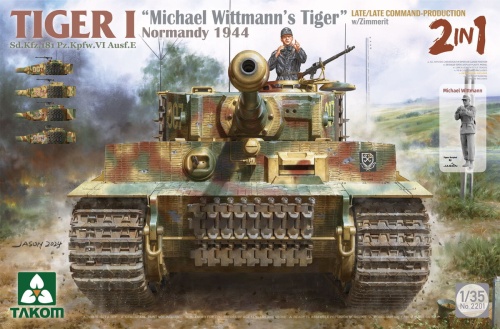 Tiger I Michael Wittmanns Tiger Normandy 1944 Late/Late Command Production w/Zimmerit 2 in 1 1:35 Takom 2201