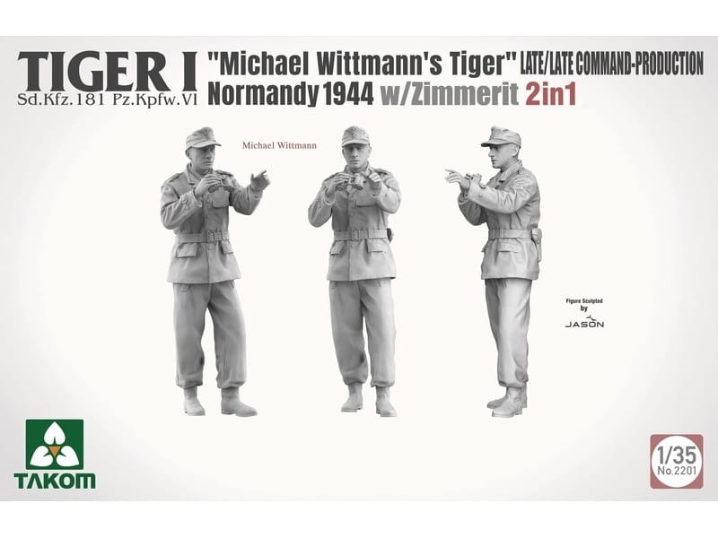 Zdjęcie dodatkowe produktu Tiger I Michael Wittmanns Tiger Normandy 1944 Late/Late Command Production w/Zimmerit 2 in 1 1:35 Takom 2201