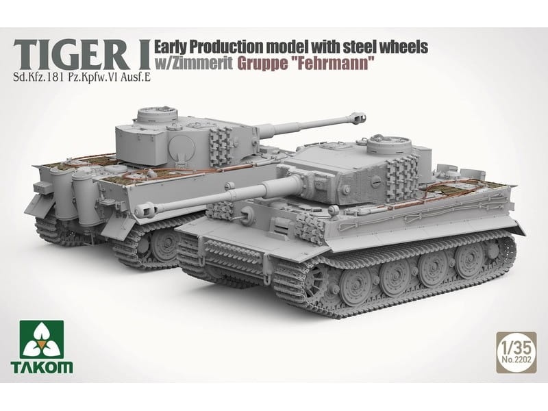 Zdjęcie dodatkowe produktu Tiger I Early Production Model with Steel Wheels w/zimmerit Gruppe Fehrmann 1:35 Takom 2202