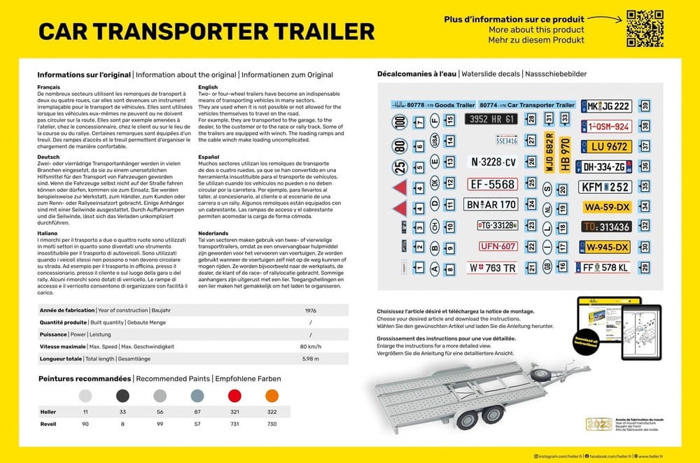 Zdjęcie dodatkowe produktu Car Transporter Trailer STARTER KIT 1:24 Heller 56774