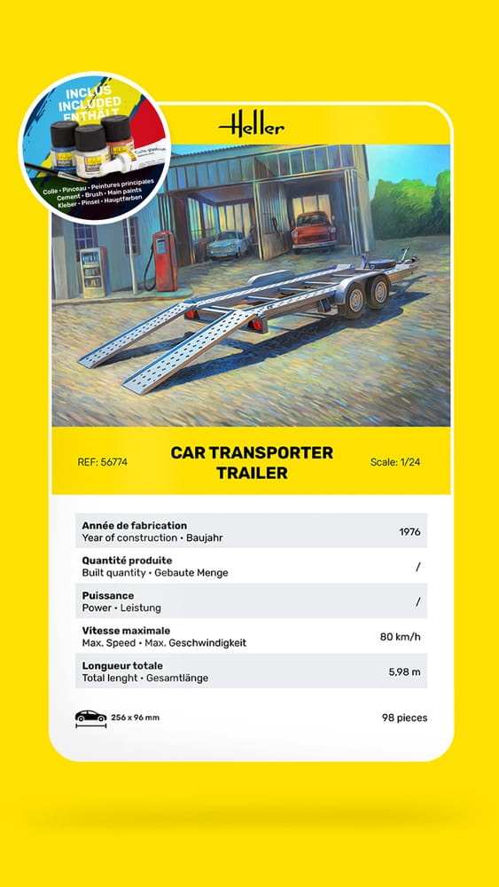 Zdjęcie dodatkowe produktu Car Transporter Trailer STARTER KIT 1:24 Heller 56774