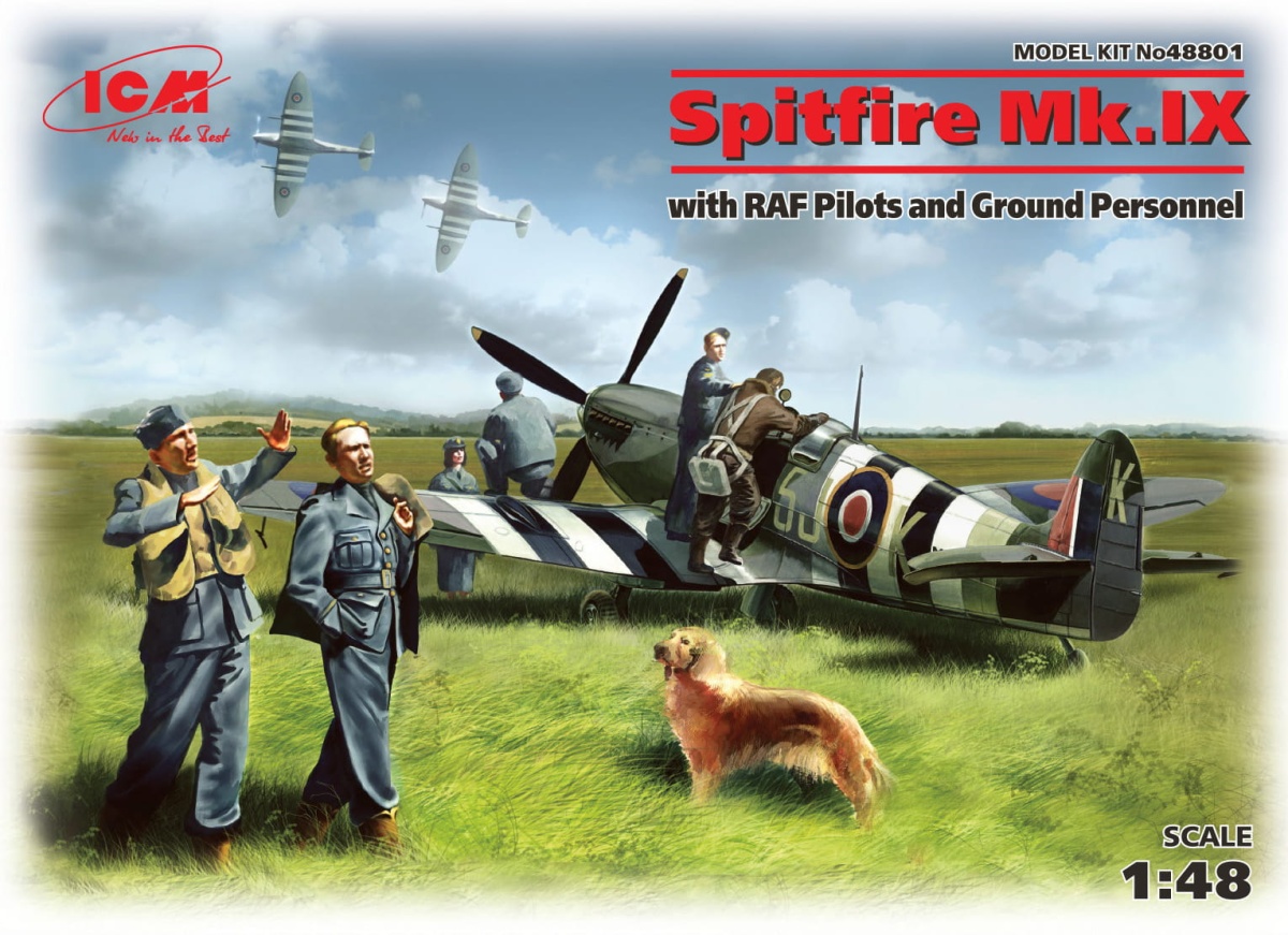 Zdjęcie główne produktu Spitfire Mk.IX with RAF Pilots and Ground Personnel 1:48 ICM 48801