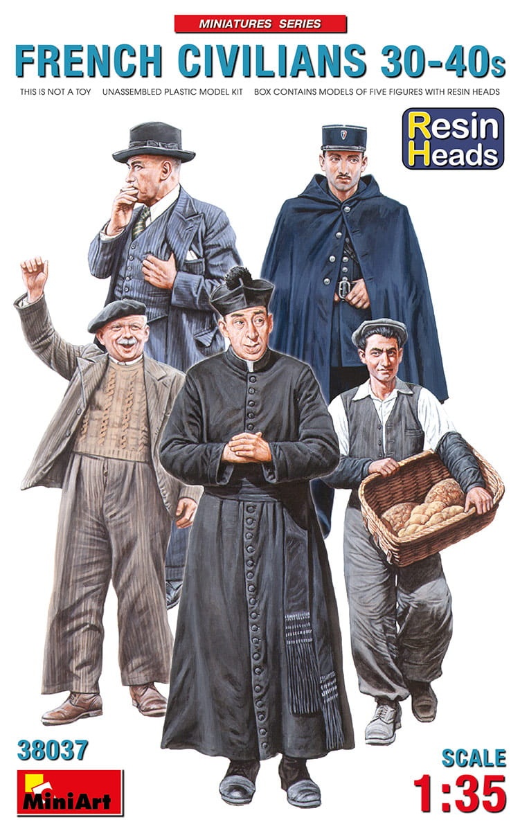 Zdjęcie główne produktu French Civilians 30-40s. Resin Heads 1:35 MiniArt 38037