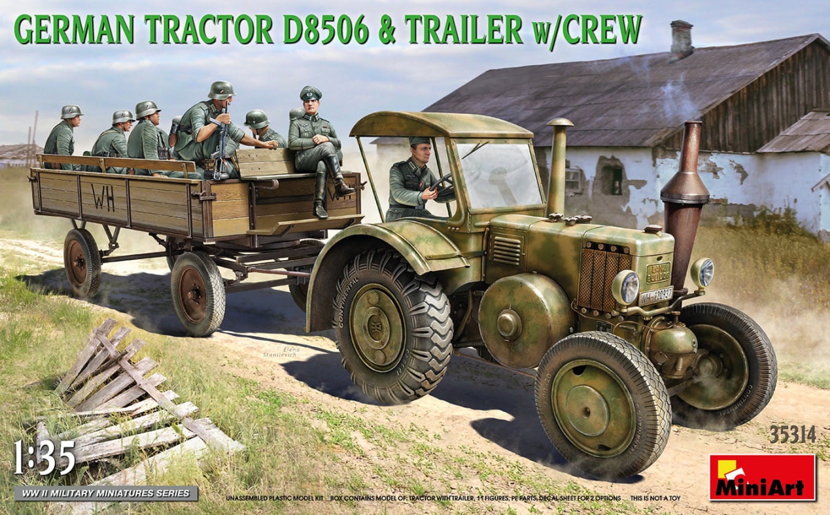 Zdjęcie główne produktu German Tractor D8506 and Trailer W/crew 1:35 MiniArt 35314