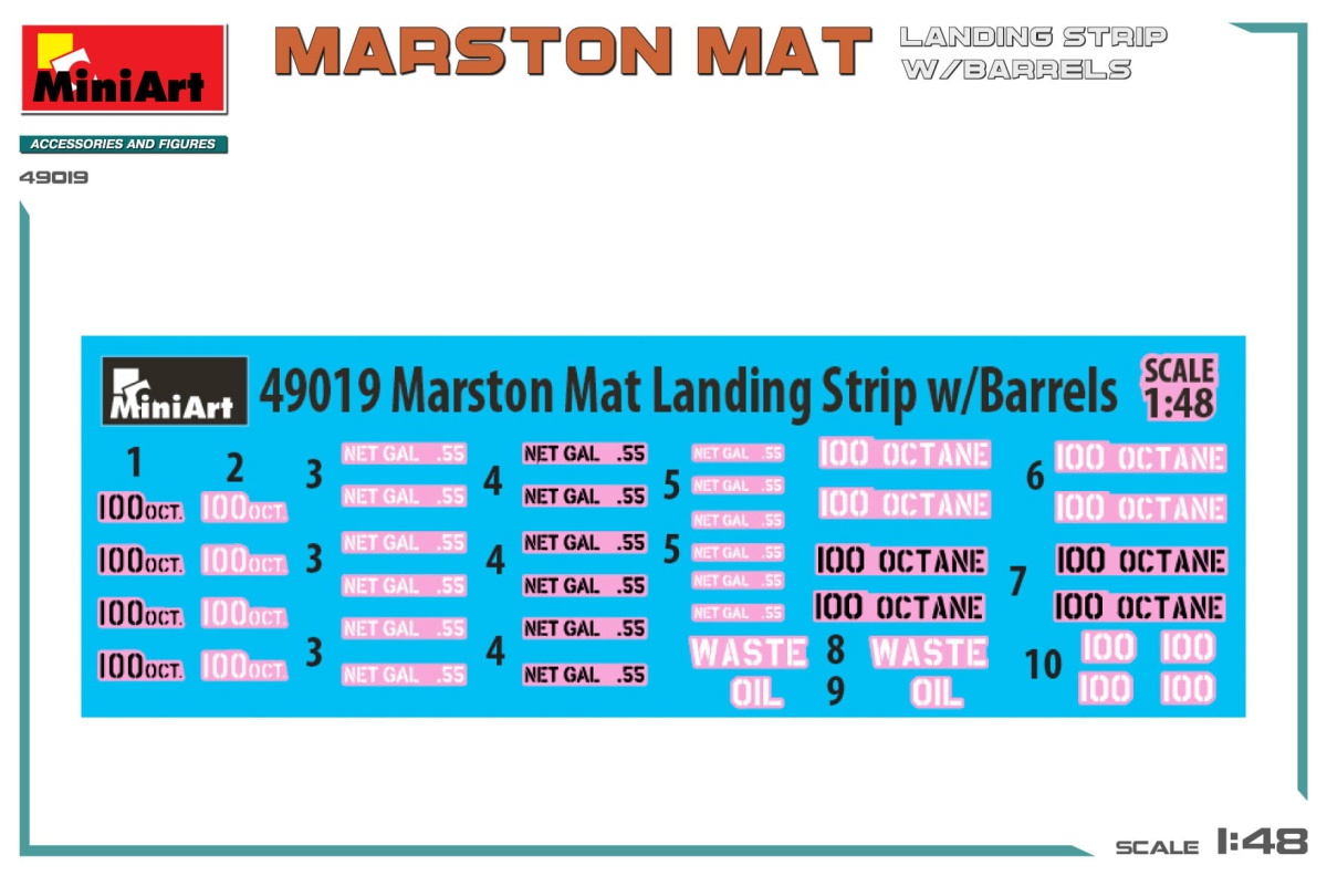 Zdjęcie dodatkowe produktu Marston Mat Landing Strip W/barrels 1:48 MiniArt 49019