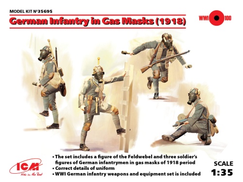 German Infantry in Gas Masks (1918) 1:35 ICM 35695