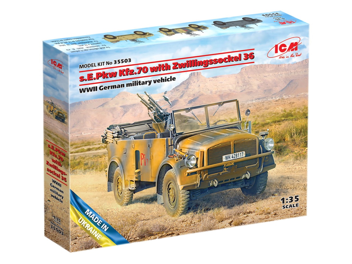 Zdjęcie dodatkowe produktu s.E.Pkw Kfz.70 with Zwillingssockel 36 1:35 ICM 35503