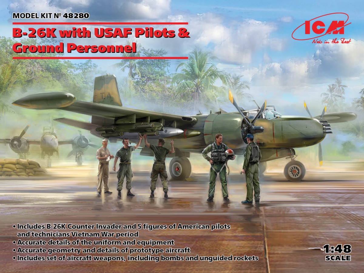 Zdjęcie główne produktu B-26K with USAF Pilots and Ground Personnel 1:48 ICM 48280