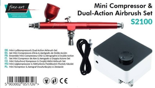 Mini Compressor And Dual-Action Airbrush Set Fine Art 2100S