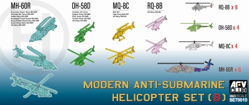 Modern Anti-Submarine Helicopter Set (B) 1:700 AFV Club SE70010