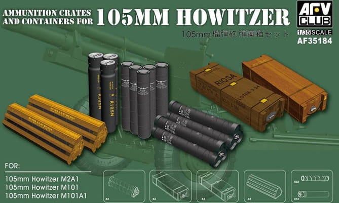 Zdjęcie główne produktu Ammunition crates and containers for 105mm Howitzer 1:35 AFV Club 35184
