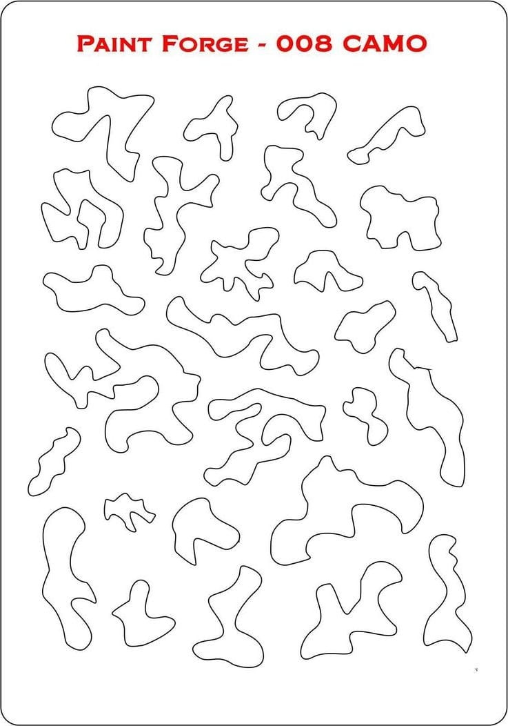Zdjęcie dodatkowe produktu Szablony Camo L (rozmiar 14,0 cm x 20,0 cm) Paint Forge PFST008L